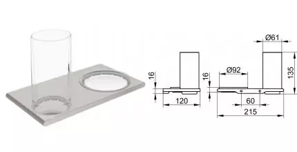 Мыльница со стаканом для зубных щёток «Keuco» Edition 400 11556059000 на стену шлифованный никель