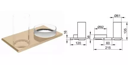 Стакан с чашей для мелочей «Keuco» Edition 400 11554039000 на стену шлифованная бронза Стакан с чашей для мелочей «Keuco» Edition 400 11554039000 на стену шлифованная бронза