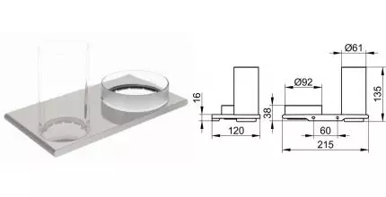 Стакан с чашей для мелочей «Keuco» Edition 400 11554059000 на стену шлифованный никель Стакан с чашей для мелочей «Keuco» Edition 400 11554059000 на стену шлифованный никель