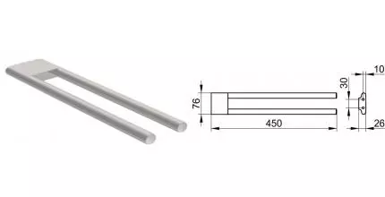 Полотенцедержатель двойной «Keuco» Edition 400 11518050000 на стену шлифованный никель Полотенцедержатель двойной «Keuco» Edition 400 11518050000 на стену шлифованный никель