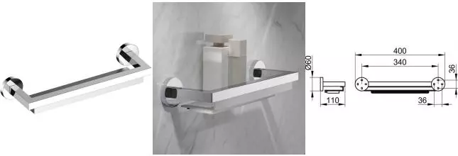 Полка в ванну «Keuco» Edition 90 19059010000 на стену хром