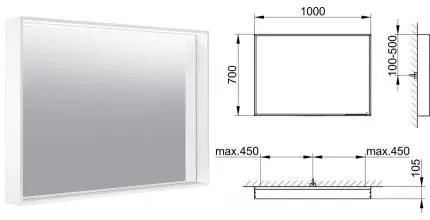 Зеркало «Keuco» Plan 100 с подсветкой белое