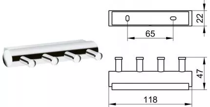 Планка с крючками «Keuco» Plan 14913010000 на стену хром