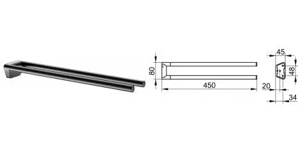 Полотенцедержатель двойной «Keuco» Reva 12818370000 на стену чёрный матовый Полотенцедержатель двойной «Keuco» Reva 12818370000 на стену чёрный матовый