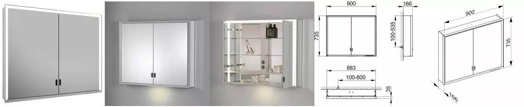 Зеркальный шкаф «Keuco» Royal Lumos 90 с подсветкой серебристый/белый