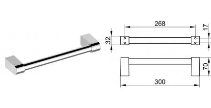Поручень «Keuco» Smart.2 14707010000 на стену хром Поручень «Keuco» Smart.2 14707010000 на стену хром