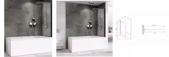 Шторка на ванну стеклянная «Abber» Ewiges Wasser AG52080B 80/140 прозрачная/чёрная универсальная Шторка на ванну стеклянная «Abber» Ewiges Wasser AG52080B 80/140 прозрачная/чёрная универсальная