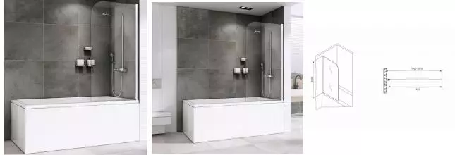 Шторка на ванну стеклянная «Abber» Ewiges Wasser AG52100 100/140 прозрачная/хром универсальная Шторка на ванну стеклянная «Abber» Ewiges Wasser AG52100 100/140 прозрачная/хром универсальная
