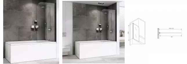 Шторка на ванну стеклянная «Abber» Ewiges Wasser AG52100B 100/140 прозрачная/чёрная универсальная Шторка на ванну стеклянная «Abber» Ewiges Wasser AG52100B 100/140 прозрачная/чёрная универсальная