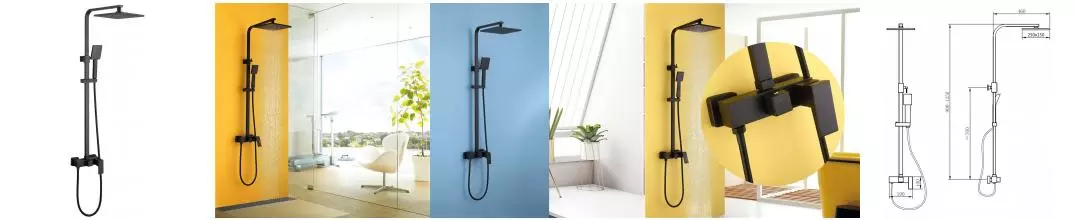 Душевая система «Abber» Daheim AF8220B чёрная матовая Душевая система «Abber» Daheim AF8220B чёрная матовая