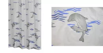 Штора для ванной «Ridder» Delphin 130303 180/200 белая/синяя