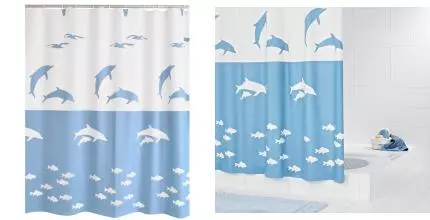 Штора для ванной «Ridder» Flipper 32333 180/200 белая/голубая