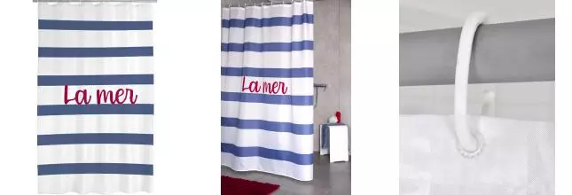 Штора для ванной «Ridder» La Mer 4110300 180/200 белая/синяя