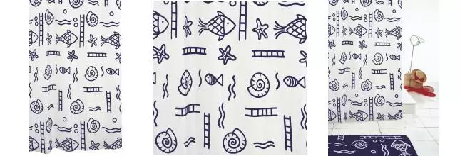 Штора для ванной «Ridder» Neptun 46313 180/200 белая/синяя