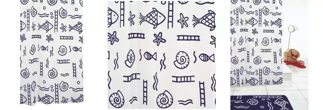 Штора для ванной «Ridder» Neptun 46413 240/180 белая/синяя