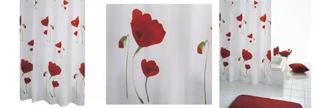 Штора для ванной «Ridder» Mohn 47800 180/200 белая/красная