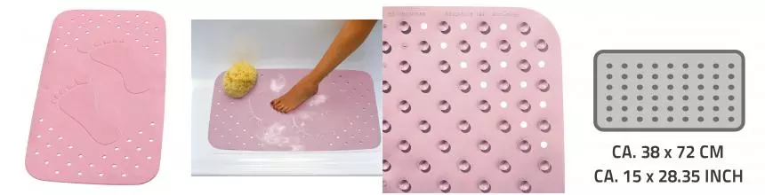 Противоскользящий коврик в ванну «Ridder» Plattfuss 67082 72/38 каучук розовый