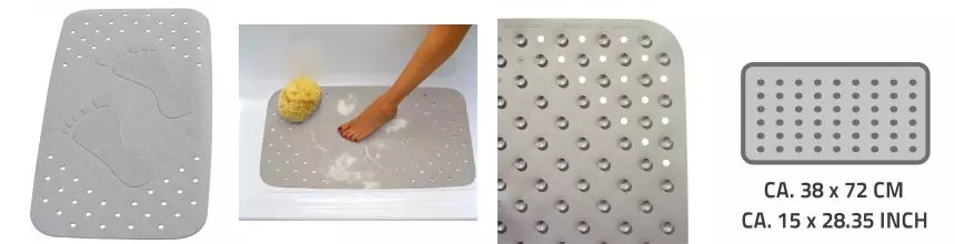 Противоскользящий коврик в ванну «Ridder» Plattfuss 67087 72/38 каучук серый