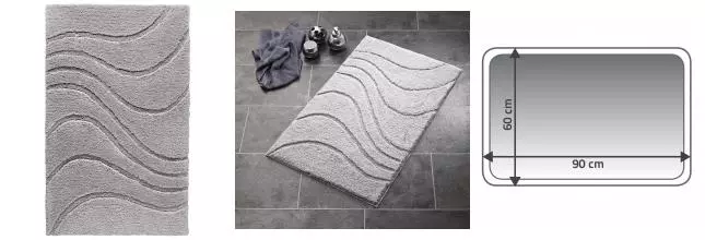Коврик для ванной «Ridder» La ola 729307 90/60 полиэстер серый