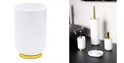 Стакан для зубных щёток «Ridder» Alba 2015141 на стол белый/золото