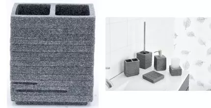 Двойной стакан для зубных щёток «Ridder» Brick 22150207 на стол серый