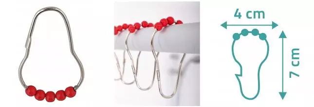 Набор колец для шторы «Ridder» 49566 хром/красный