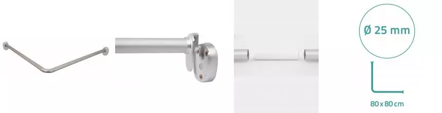 Карниз для поддона «Ridder» 59010 на стену 80/80 матовый хром