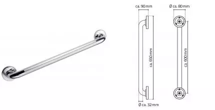 Поручень «Ridder» А0016011 на стену с противоскользящей поверхностью хром