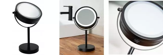 Косметическое зеркало «Ridder» Daisy О3111010 на стол 1х/3х-увеличение чёрное