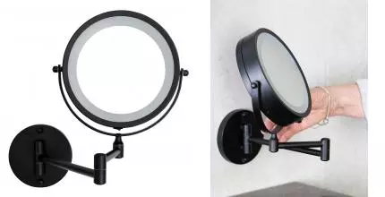 Косметическое зеркало «Ridder» Mary О3112010 на стену 1х/3х-увеличение чёрное