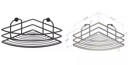 Угловая полка в ванну «Tekno-tel» BK021B на стену чёрная матовая
