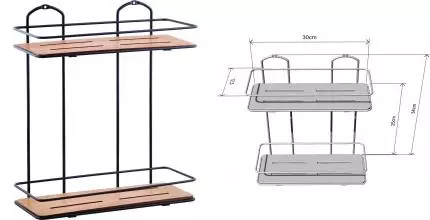 Полка в ванну «Tekno-tel» BK076B на стену тёмное дерево/чёрная