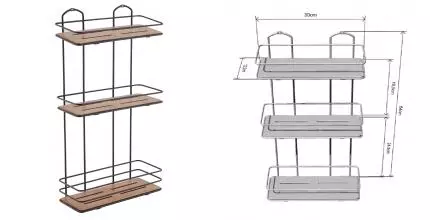 Полка в ванну «Tekno-tel» BK077B на стену тёмное дерево/чёрная