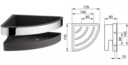 Угловая полка в ванну «Keuco» Collection Moll 12757010001 на стену хром/антрацит Угловая полка в ванну «Keuco» Collection Moll 12757010001 на стену хром/антрацит