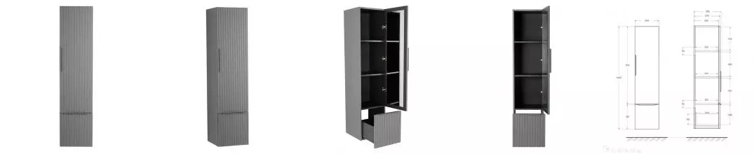 Пенал «Cezares» Premium 35 с зеркалом подвесной Grigio nuvola универсальный Пенал «Cezares» Premium 35 с зеркалом подвесной Grigio nuvola универсальный