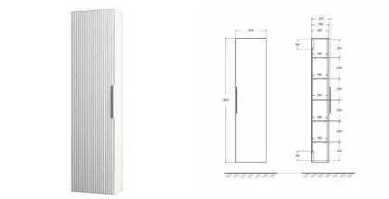 Пенал «Cezares» Premium 35 Plisse подвесной Bianco opaco универсальный