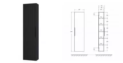 Пенал «Cezares» Premium 35 Plisse подвесной Nero opaco универсальный