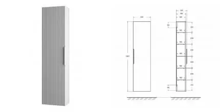 Пенал «Cezares» Premium 35 Plisse подвесной Grigio nuvola универсальный