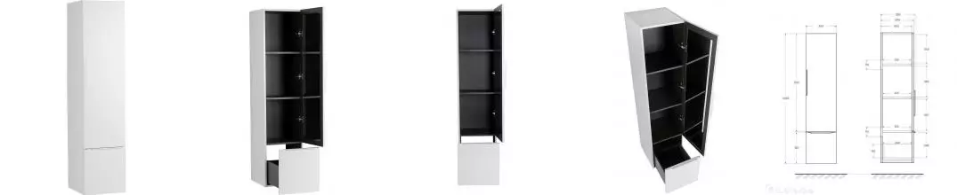 Пенал «Cezares» Premium 35 Plisse подвесной Bianco opaco универсальный