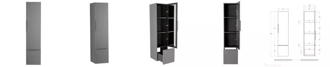 Пенал «Cezares» Premium 35 Plisse подвесной Grigio nuvola универсальный Пенал «Cezares» Premium 35 Plisse подвесной Grigio nuvola универсальный