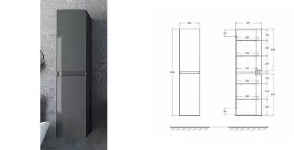 Пенал «Cezares» Vague 30 подвесной Antacite универсальный