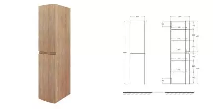 Пенал «Cezares» Vague 30 подвесной Rovere tabacco универсальный