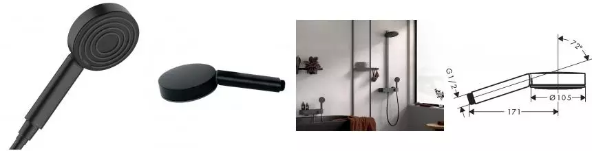 Ручная лейка «Hansgrohe» Pulsify S 24120670 чёрная матовая Ручная лейка «Hansgrohe» Pulsify S 24120670 чёрная матовая