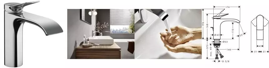 Смеситель для раковины «Hansgrohe» Vivenis 75020000 с донным клапаном хром