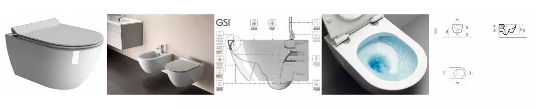 Подвесной унитаз безободковый «GSI» Pura Swirlflush 881511/MS86CSN11 белый с сиденьем дюропласт с микролифтом белое