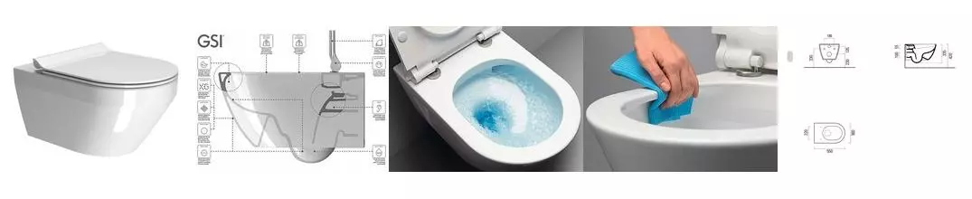 Подвесной унитаз безободковый «GSI» Pura Swirlflush 881611/MS86CSN11 белый с сиденьем дюропласт с микролифтом белое Подвесной унитаз безободковый «GSI» Pura Swirlflush 881611/MS86CSN11 белый с сиденьем дюропласт с микролифтом белое