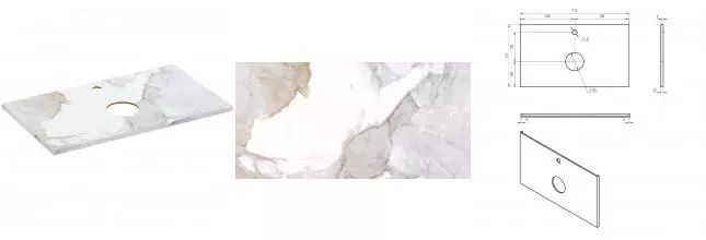 Мебельная столешница «Cersanit» Stone Life 80/45 керамогранит белый сатиновый