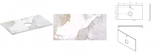 Мебельная столешница «Cersanit» Stone Life 80/45 керамогранит белый сатиновый Мебельная столешница «Cersanit» Stone Life 80/45 керамогранит белый сатиновый