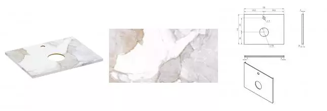 Мебельная столешница «Cersanit» Stone Life 60/45 керамогранит белый сатиновый