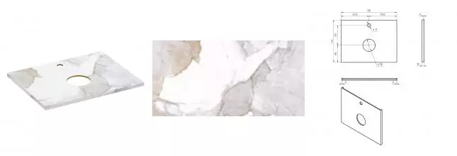 Мебельная столешница «Cersanit» Stone Life 60/45 керамогранит белый сатиновый Мебельная столешница «Cersanit» Stone Life 60/45 керамогранит белый сатиновый